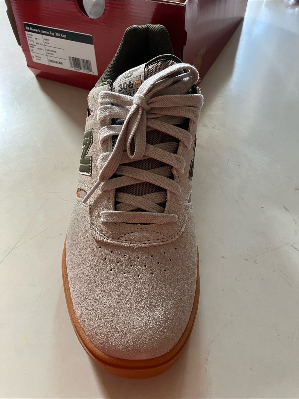 New Balance Men’s 306 Jamie For Cup Cream, Olive & Orange Suede Sneakers - Picture 4 of 6